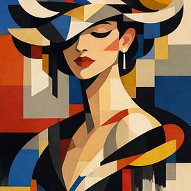Elegant Woman in Geometric Cubist Style by Dodik Hariyono