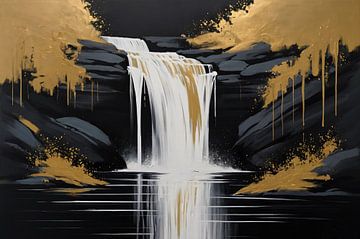 Wasserfall mit Schwarz und Gold von De Muurdecoratie