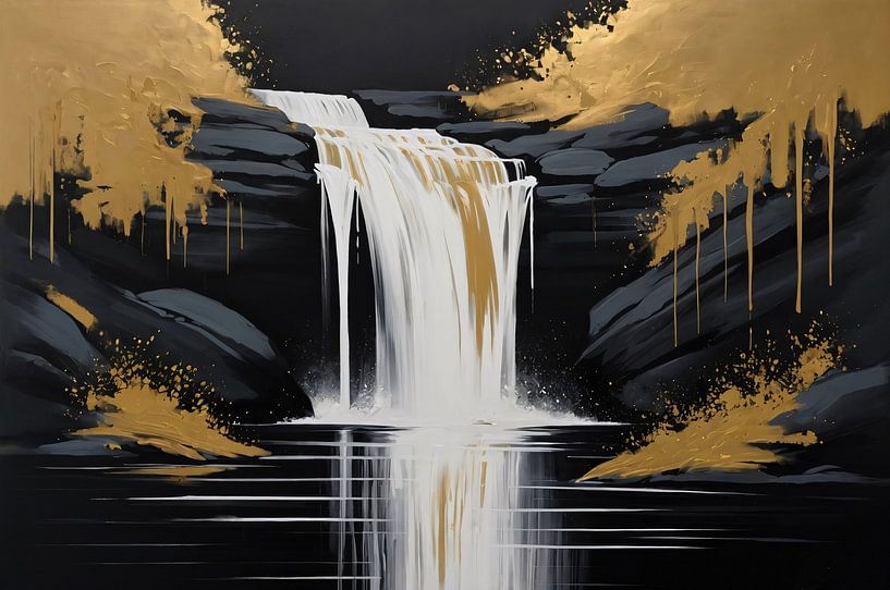 Wasserfall mit Schwarz und Gold von Art & Soul Creations
