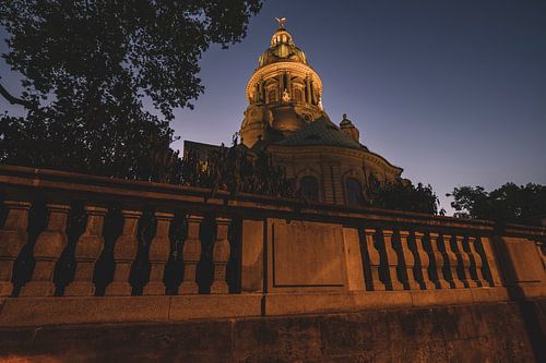 Christuskirche Mannheim  nach Sonnenuntergang