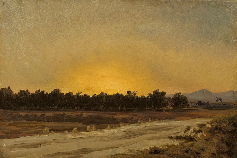 Carlos de Haes~Country road landscape at dusk, Antique landscape by finemasterpiece