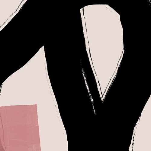 Abstract minimalistisch wabi-sabi. Zwarte inktlijnen nr. 4