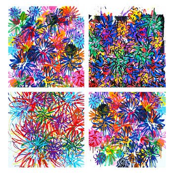 Blumenstillleben Rosa auf Blau