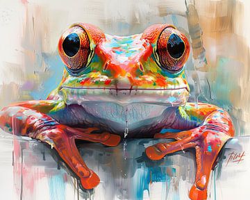 Peinture d'une grenouille colorée sur Caprices d'Art