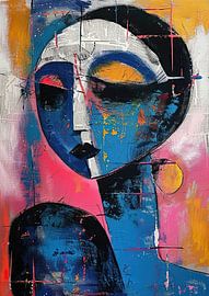 Vrouw met Oorbel | Minimalistisch Portret van een Vrouw van Blikvanger Schilderijen