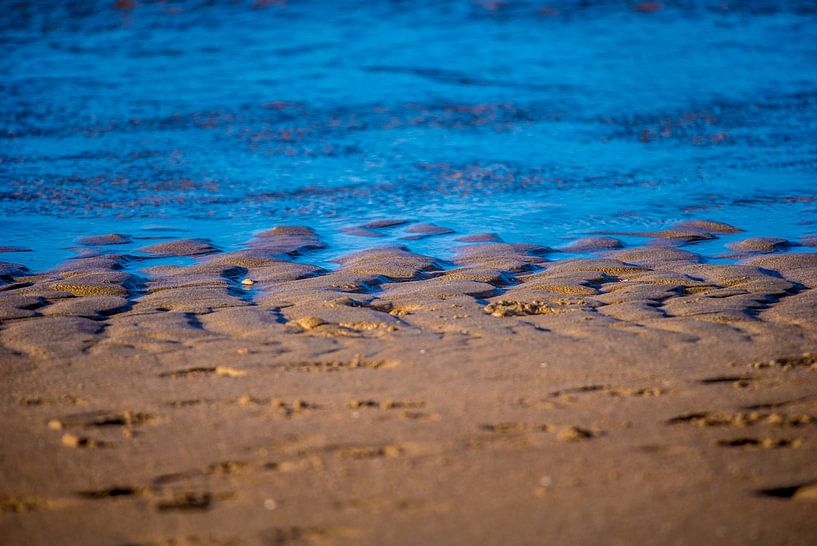Blaue Wellen an einem braunen Strand von Fred Leeflang
