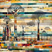 Collage forêt africaine colorée