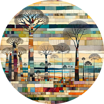 Collage kleurrijk Afrikaans bos van Lois Diallo