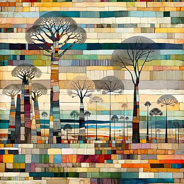 Collage kleurrijk Afrikaans bos van Lois Diallo