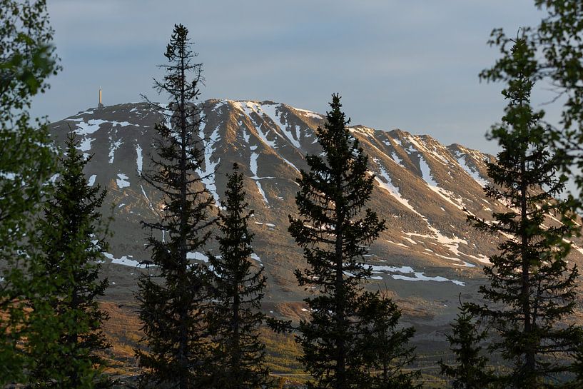 Avondlicht op de berg Gaustatoppen in Noorwegen van Arja Schrijver Fotografie