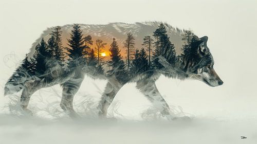 multiple exposure tussen dier en natuur