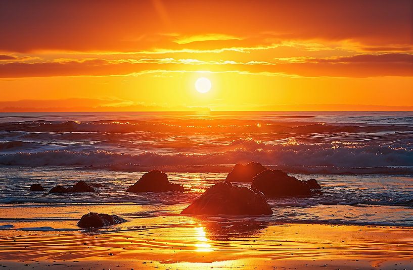 Gouden glans over golven van fernlichtsicht