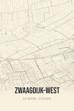 Vintage landkaart van Zwaagdijk-West (Noord-Holland) van Rezona
