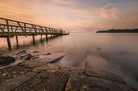 Jetty on the Flensburg Fjord in the evening light