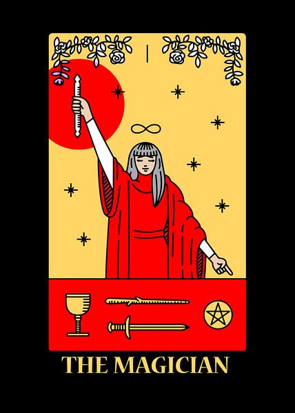 De Magiër Tarotkaart I Spirituele Muurdecoratie Kunst Print van Millennial Prints