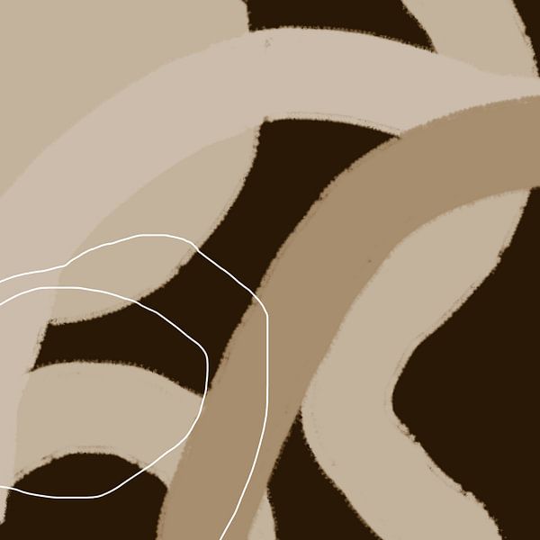 Abstract organic lines and shapes in gold and brown no.  1_3 by Dina Dankers