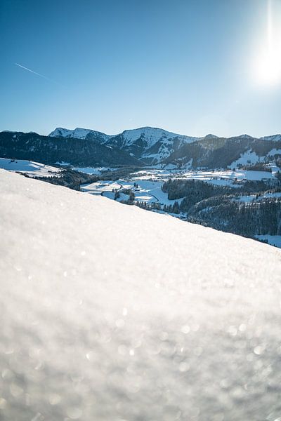 Winter view from Oberstaufen to the Hochgrat, Steibis by Leo Schindzielorz