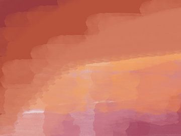 Colorful abstract watercolor landscape in terracotta and purple