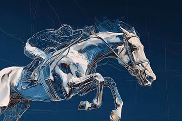 Jumping horse in dynamic motion by NJ Midnight Studio