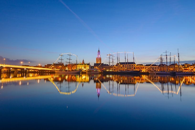 Kampen skyline at the river IJssel after sunset by Sjoerd van der Wal Photography