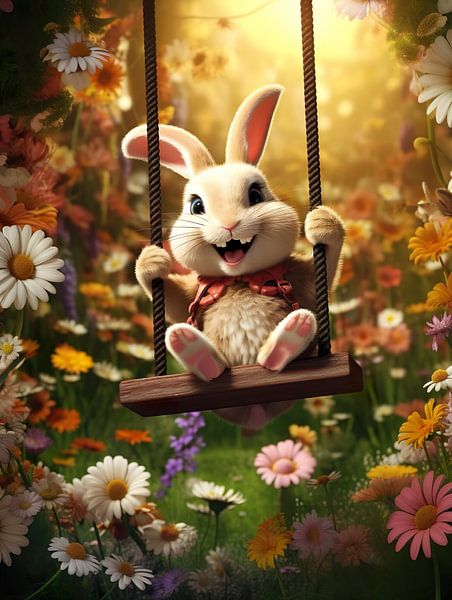 Cheerful rabbit for children's room by PixelPrestige