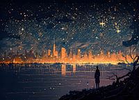 New York Skyline | The Starry Night | Panoramic Painting