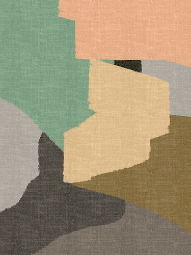 Mint, kaki, grijs, taupe, roze. Minimalistisch abstract in retrostijl
