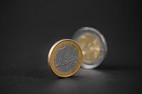 studio macro still image Euro coins black background symbol design