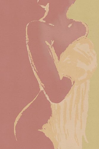 Wild Wonder - De baadster, vrouwelijk naakt in lijntekening