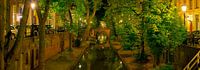 Panorama Nieuwegracht in the night in Utrecht