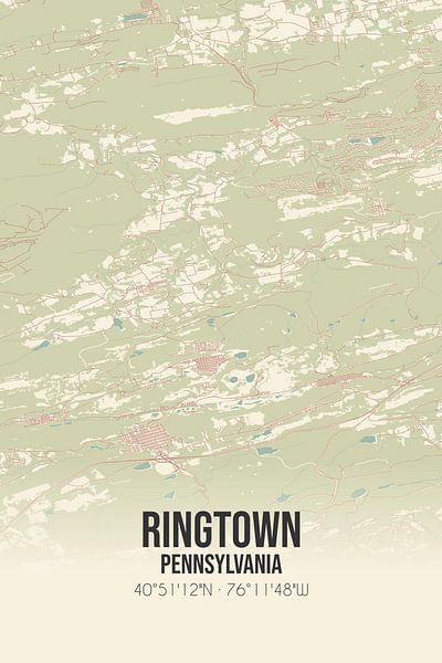 Vintage map of Ringtown (Pennsylvania), USA. by Prints of Place