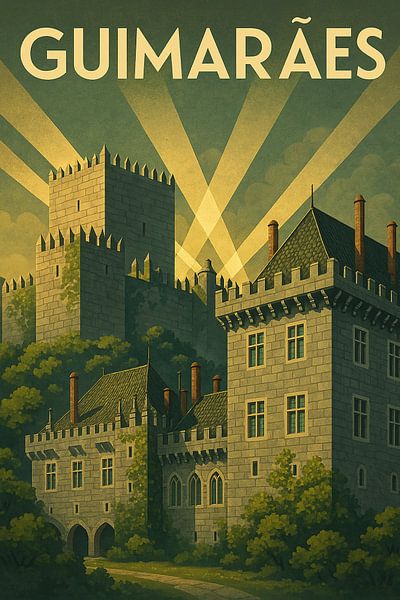 Guimarães Castle Vintage Art Deco Poster by Travel Shop