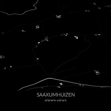 Zwart-witte landkaart van Saaxumhuizen, Groningen. van Rezona