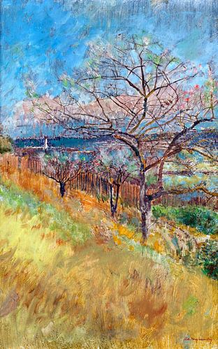 Ladislav Mednyánszky, vallei met bomen in bloei - 1900