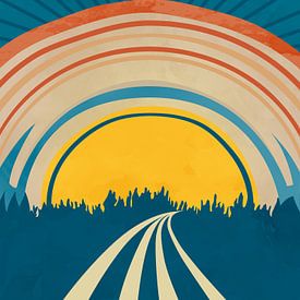 Abstrakte Landschaft im Retrostil von Tanja Udelhofen