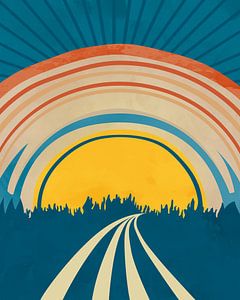 Abstrakte Landschaft im Retrostil