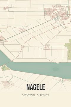 Vintage landkaart van Nagele (Flevoland) van MijnStadsPoster