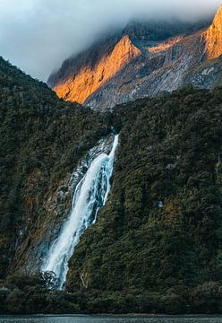 Roaring waterfall at sunset by Joep van de Zandt
