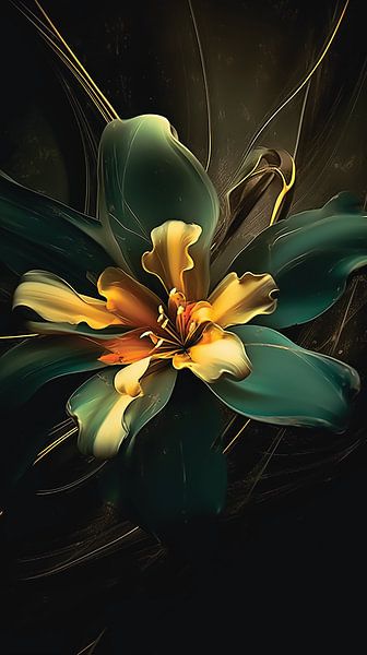 Bloem in abstracte expressionism 3D uitvoering. van Harry Stok