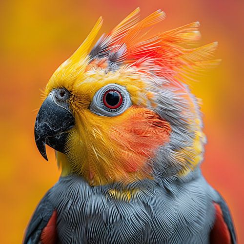 Portrait en gros plan d'un conure soleil aux couleurs vives
