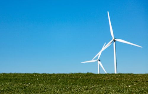 Heuvel met gras en windmolens