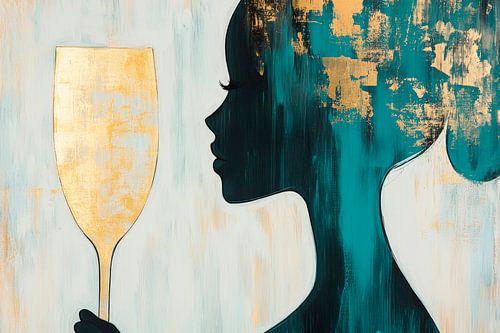 Glamoureus silhouet met gouden glas