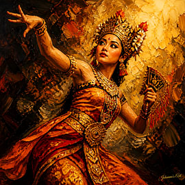 Desire in the Dance - Indonesian Reverie by Johannas Art Creations