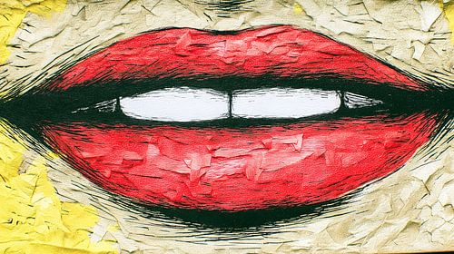 Rode lippen met gestructureerd oppervlak