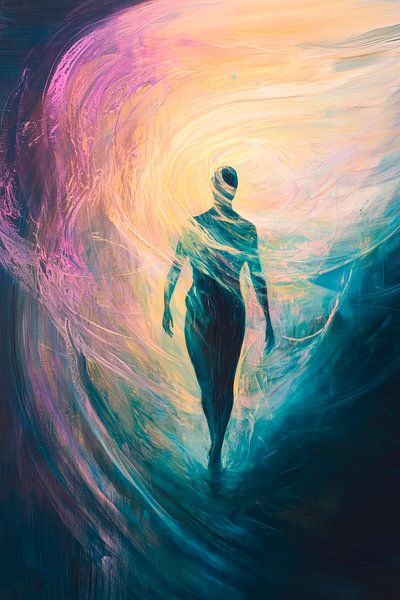 Impressionistische Menschsilhouette – Farbspiel von Poster Art Shop