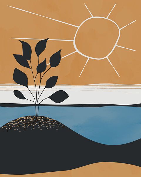 Tree by the water minimalist landscape by Tanja Udelhofen