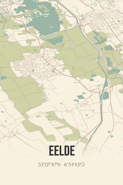 Vintage map of Eelde (Drenthe) by Prints of Place