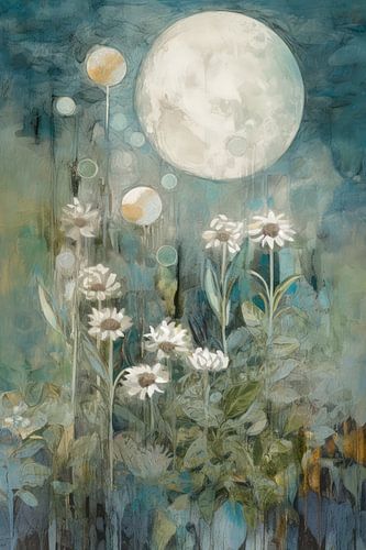 Flowers under the full moon