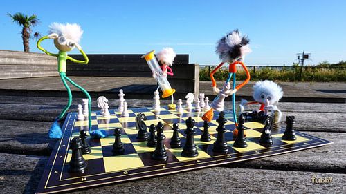 Fubby playing chess.
