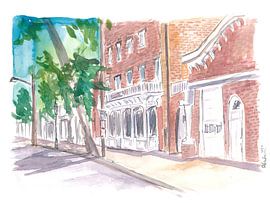 Scène typique de la rue principale de Sag Harbour Long Island